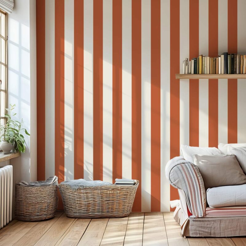 Papier peint salon rayures Fauve & Beige