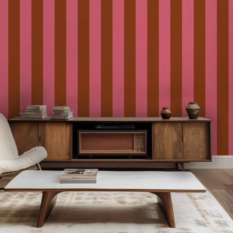 Tapisserie à rayures rose et marron