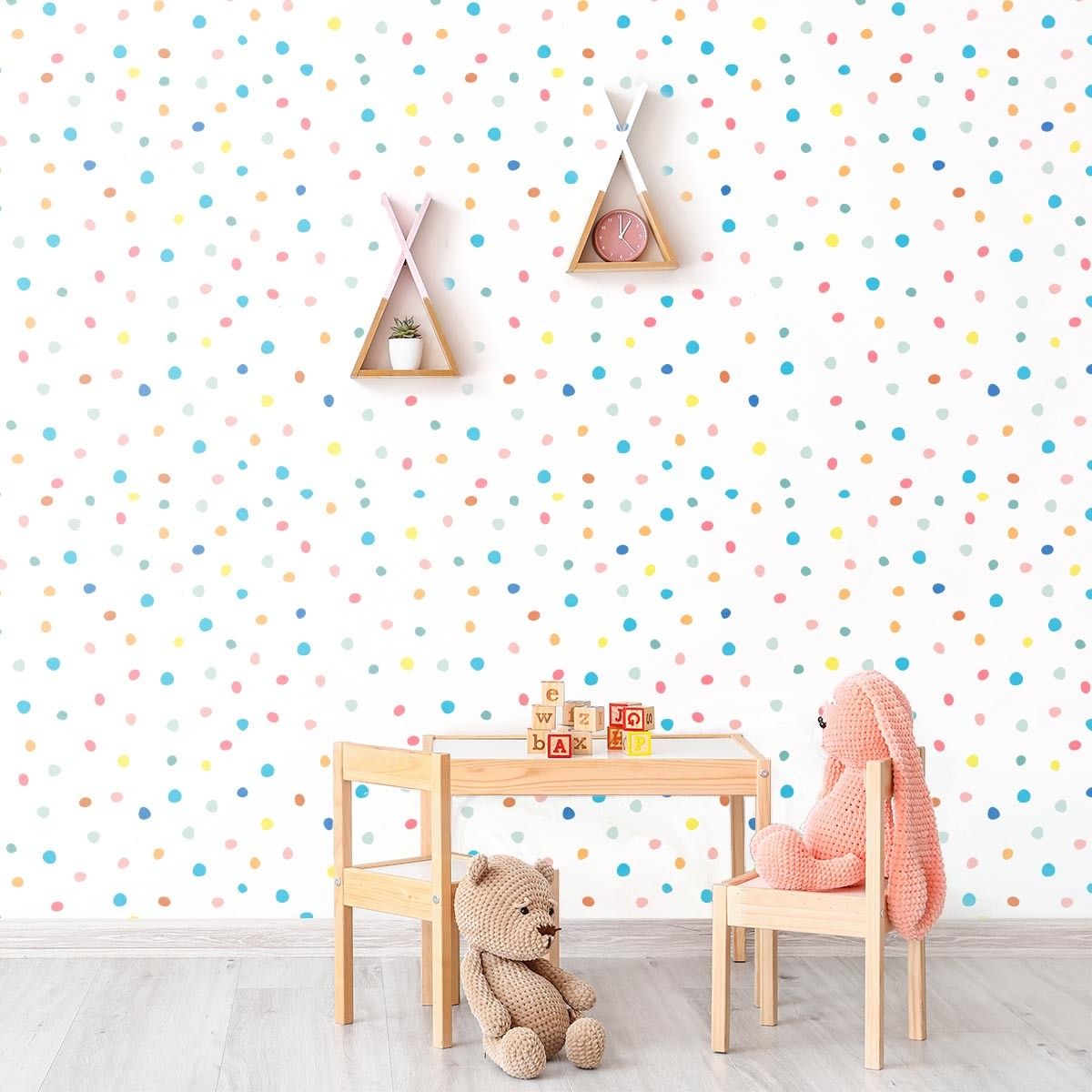 Papier peint à pois coloré - Baby Wall