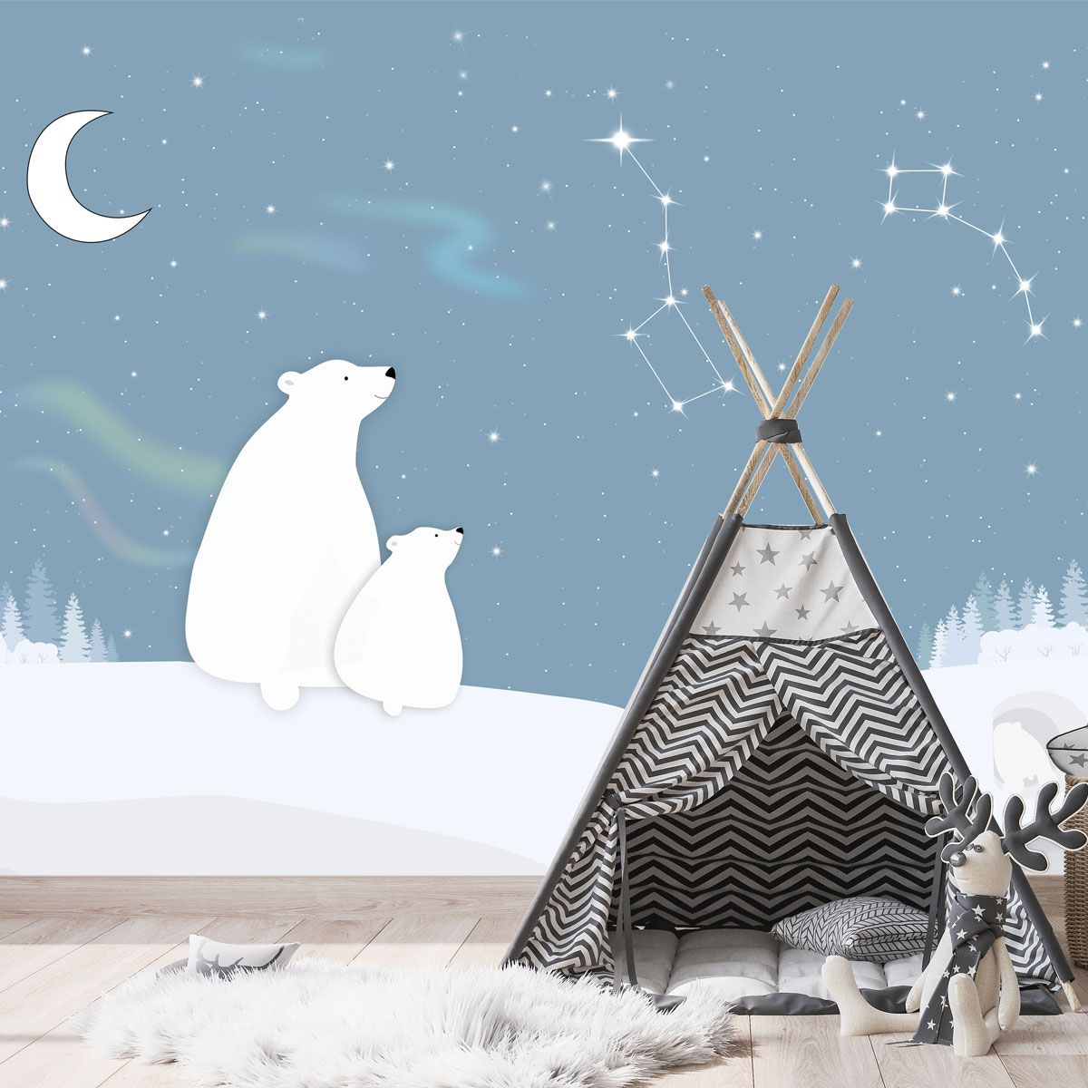 papier-peint-ours-polaire-astronomie-pour-enfant