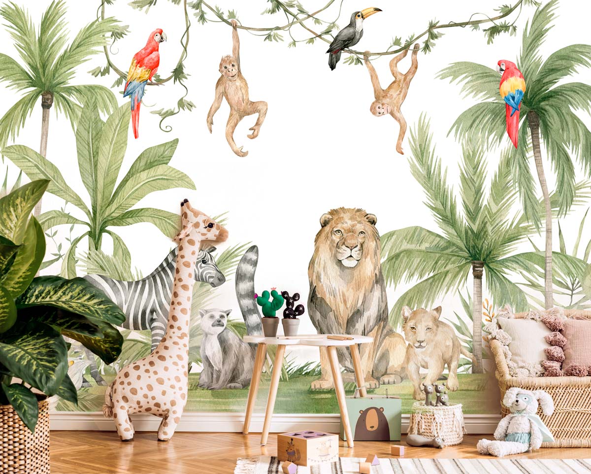 Papier peint Panoramique Animaux de la Jungle Enfant - Babywall