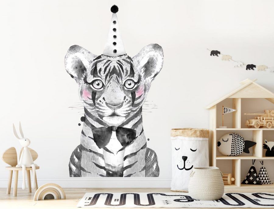 papier-peint-cirque-tigre-pour-enfant