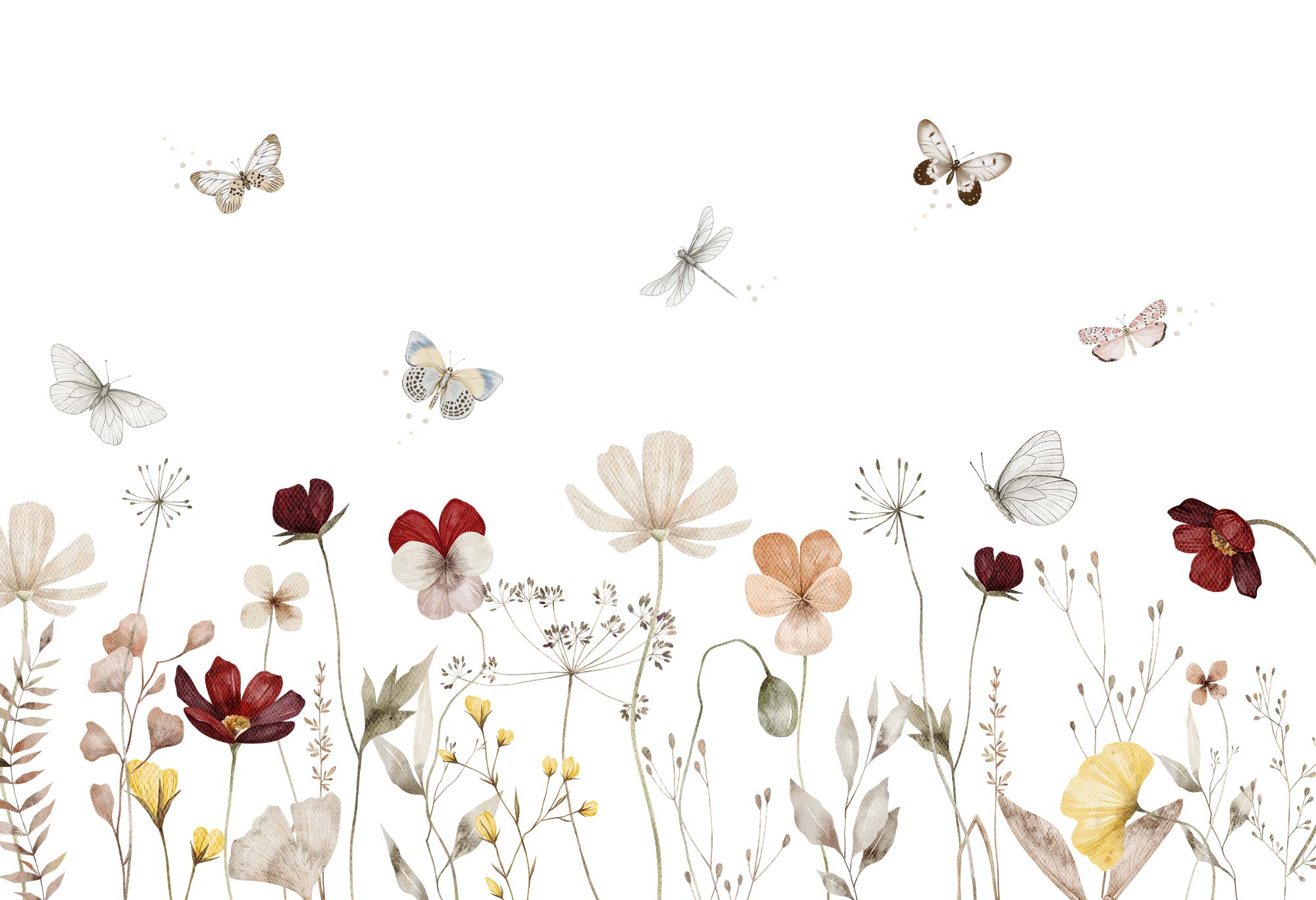 papier-peint-fleurs-et-papillon-enfant