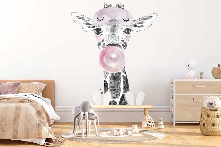 papier-peint-girafe-chambre-fille