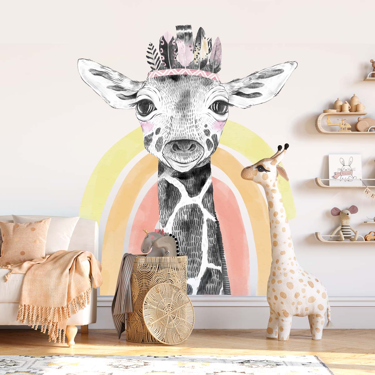 papier-peint-girafe-pour-chambre-fille