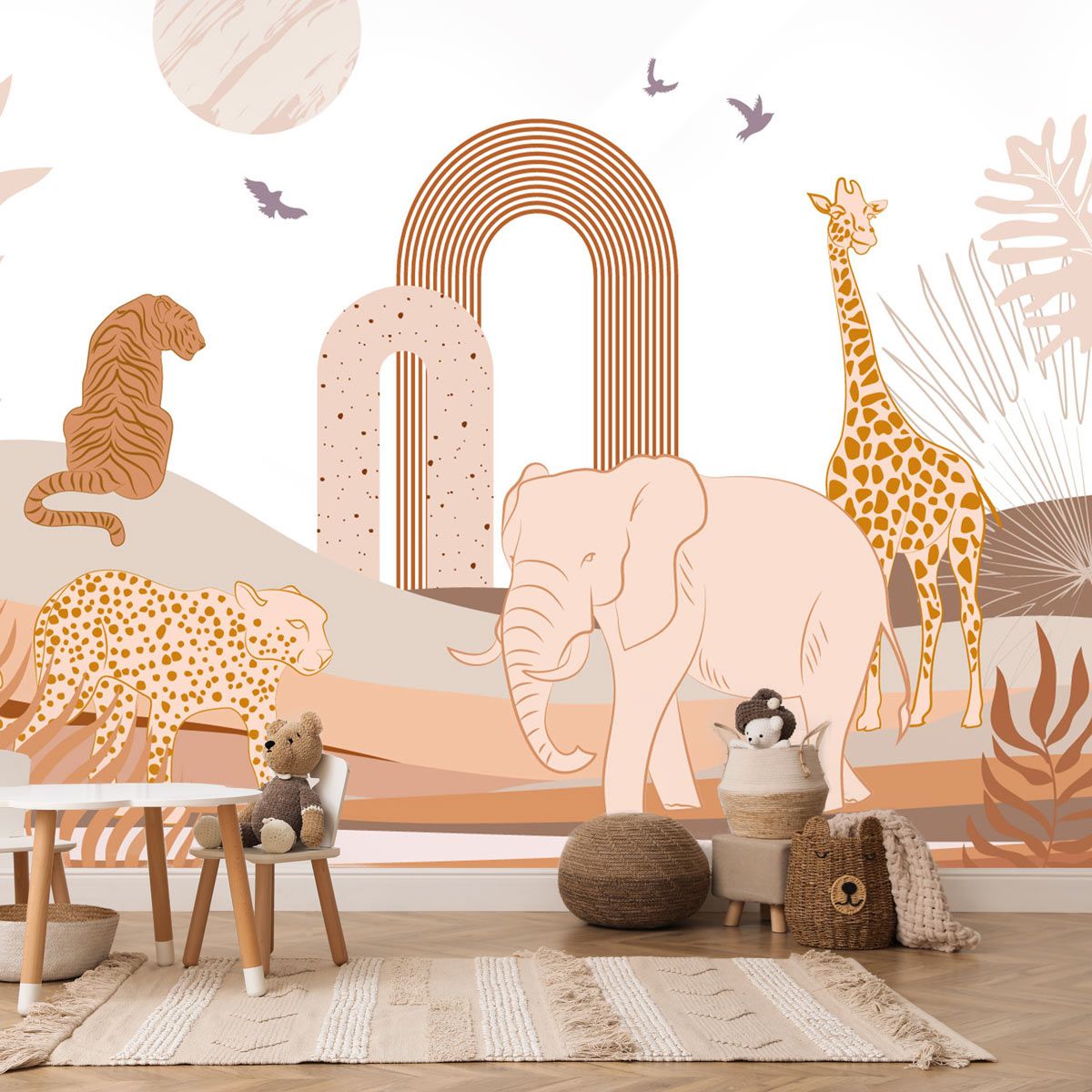 papier-peint-safari-chambre-fille