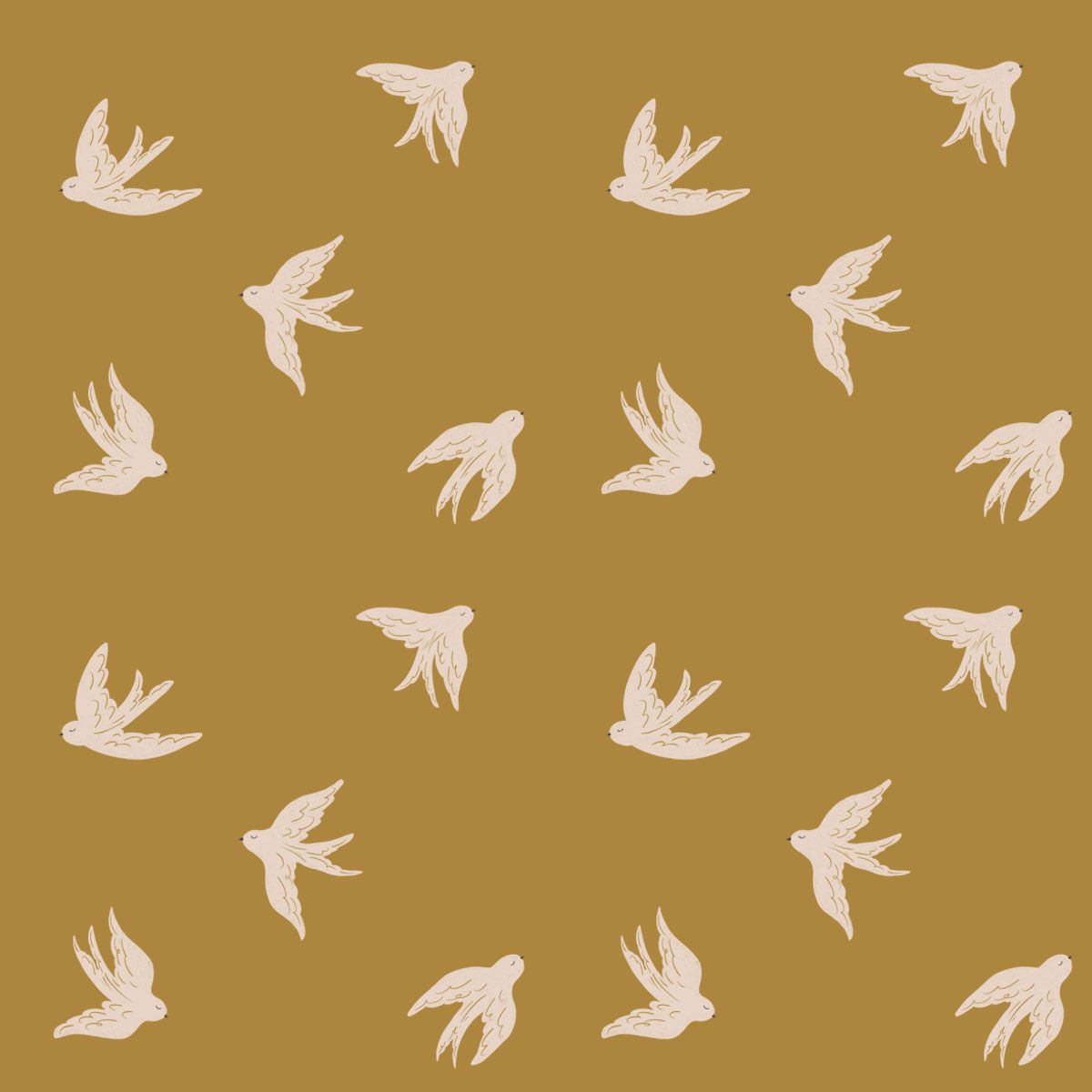 papier peint moutarde oiseaux