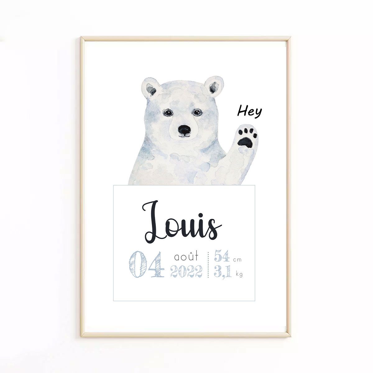 Affiche de naissance ours polaire
