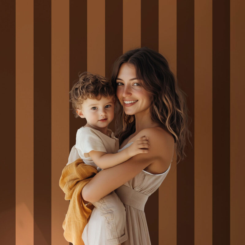 Papier peint bandes marron et caramel