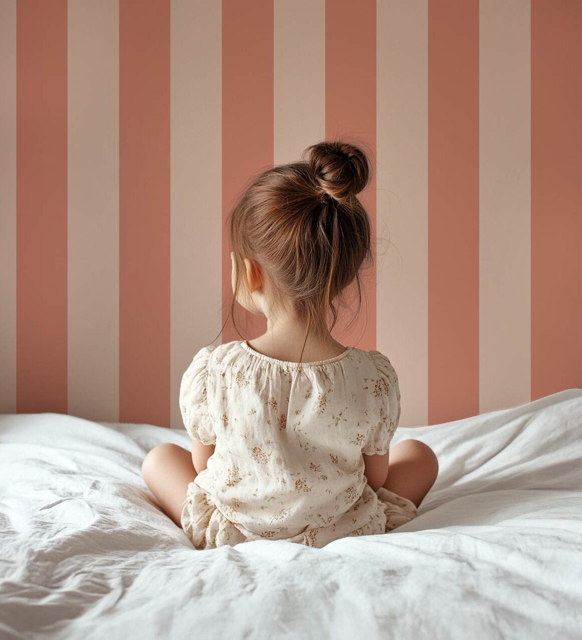 Papier peint chambre corail et rose poudré