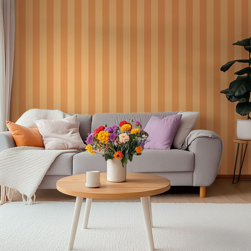 Papier peint bandes verticales jaune orangé