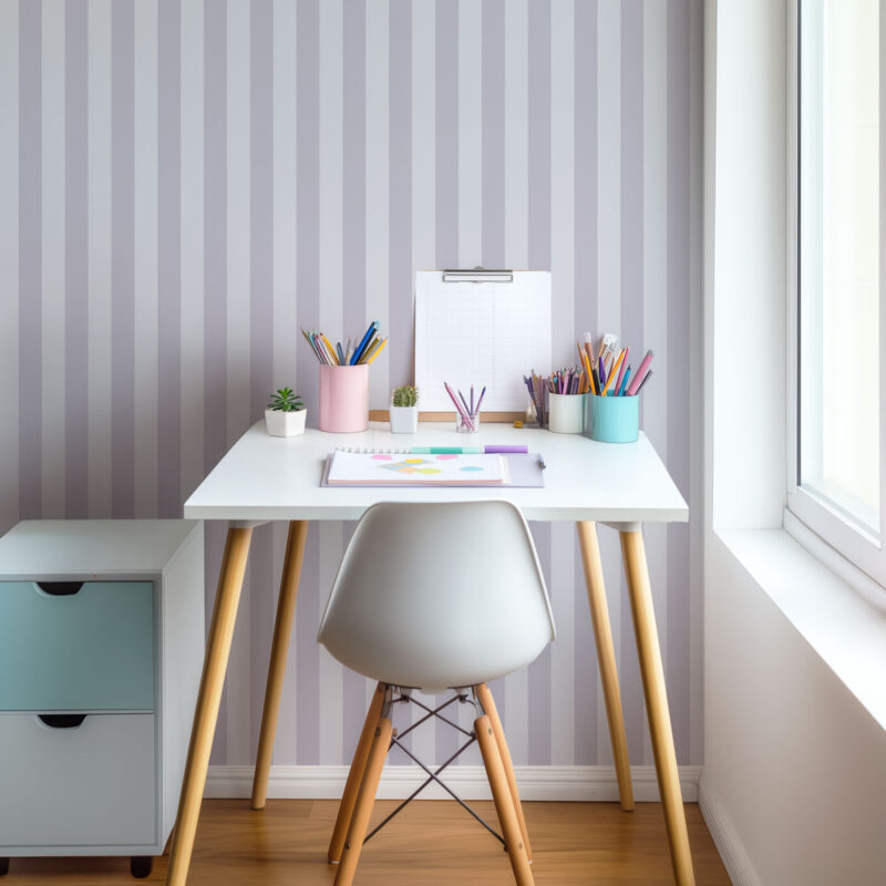 Papier peint tendance rayures bleu lavande