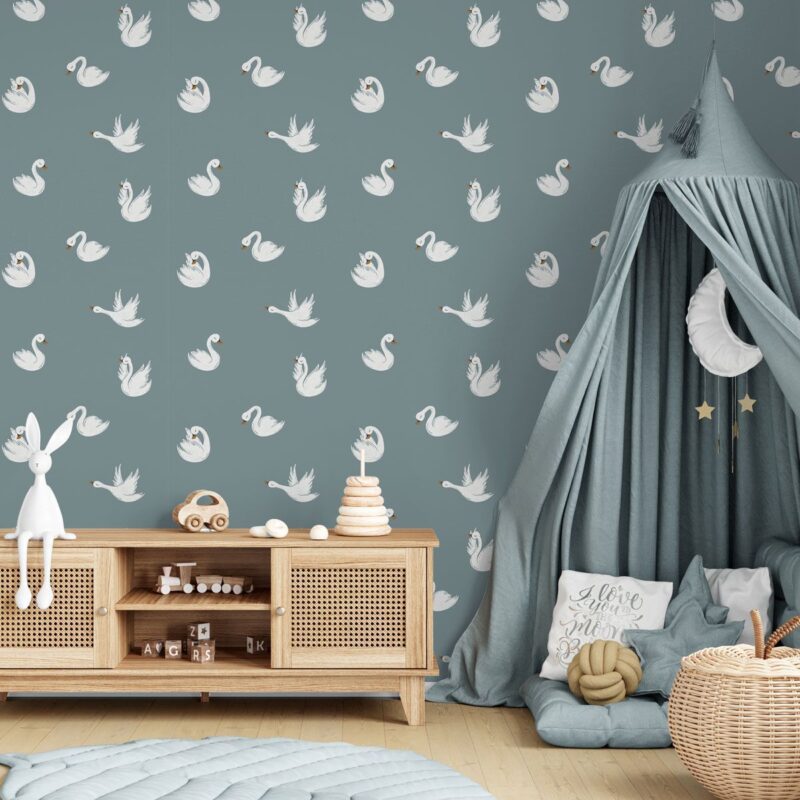 papier peint cygne enfant