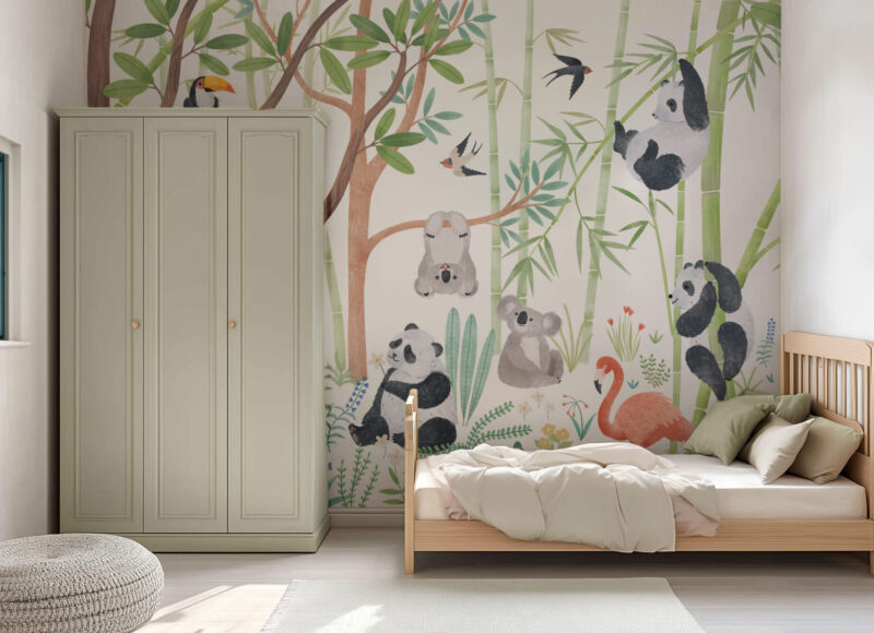 Papier peint pandas-chambre-enfant