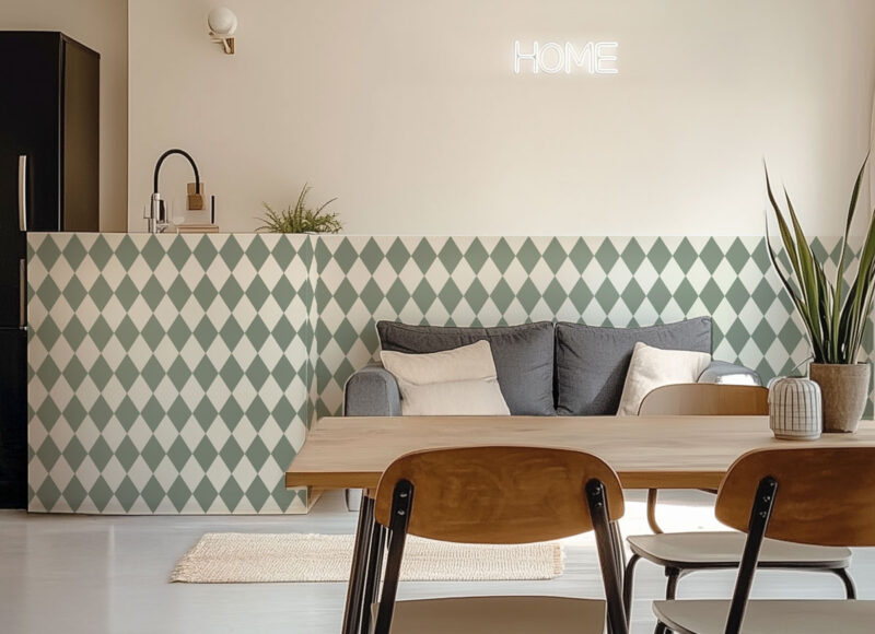 papier peint losange vert