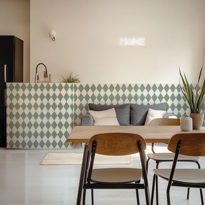 papier peint losange vert