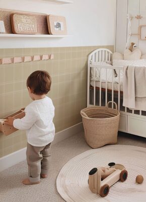 Papier peint carreaux beige