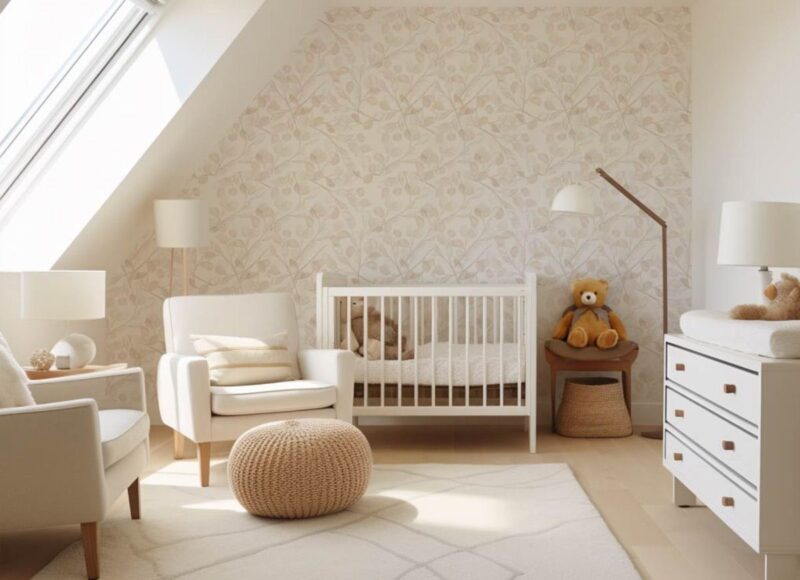 Papier-peint-feuillage-beige