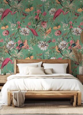 Papier-peint-feuilles-tropicales-vert