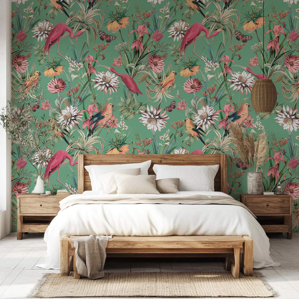 Papier-peint-feuilles-tropicales-vert