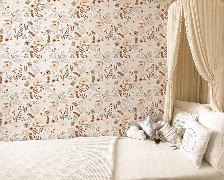 Papier-peint-fleurs-dautomne-chambre-fille