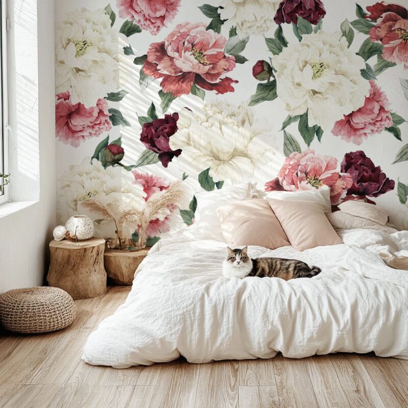 Papier-peint-fleurs-pivoine