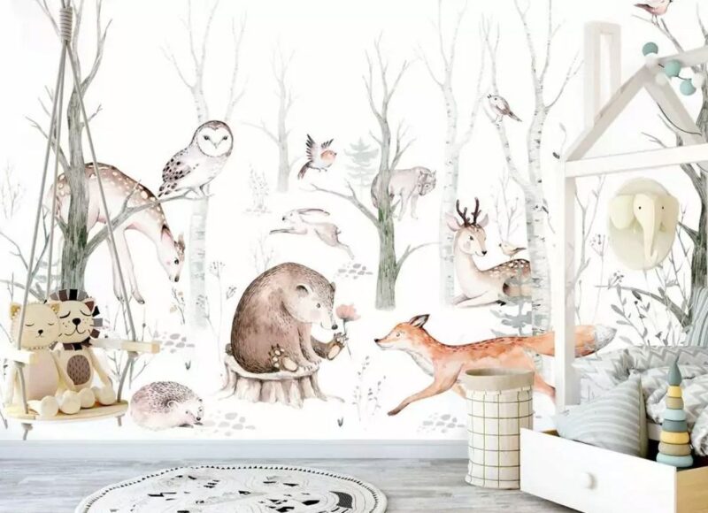 Papier-peint-foret-animaux