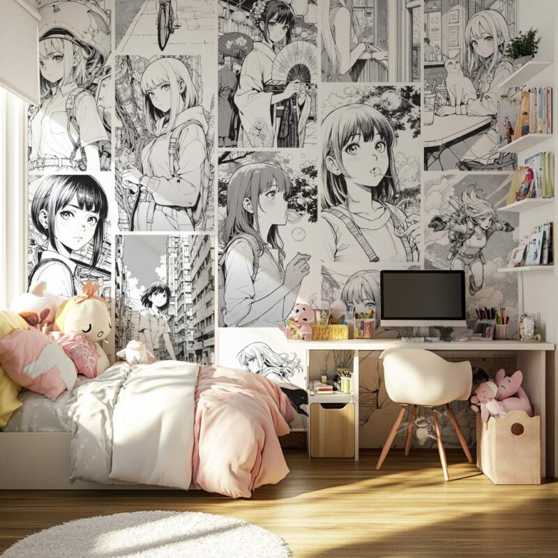 Papier-peint-manga-chambre-fille