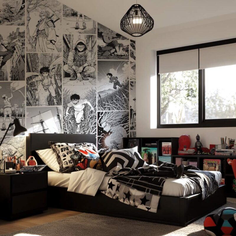 Papier-peint-manga-noir-et-blanc