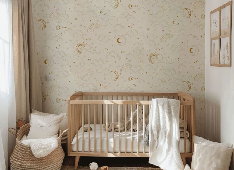 Papier peint nuage beige