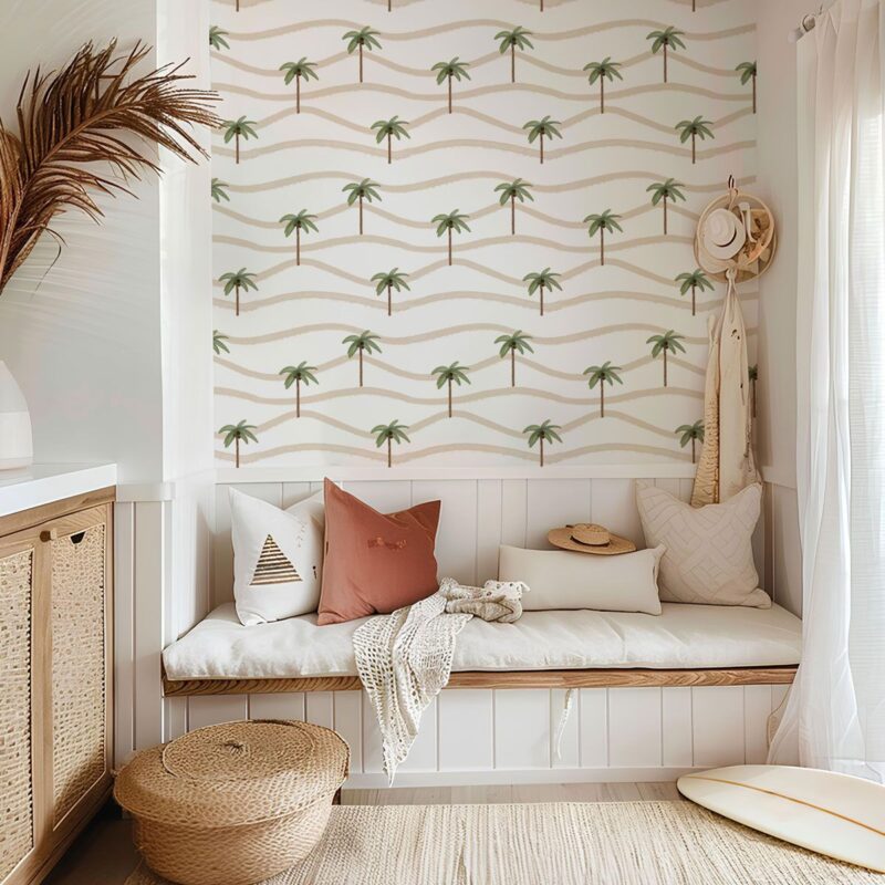 Papier peint palmiers-beige