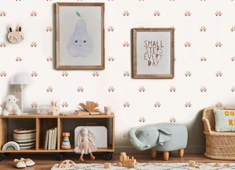 Papier-peint-petites-voitures-scandinave-pour-enfant