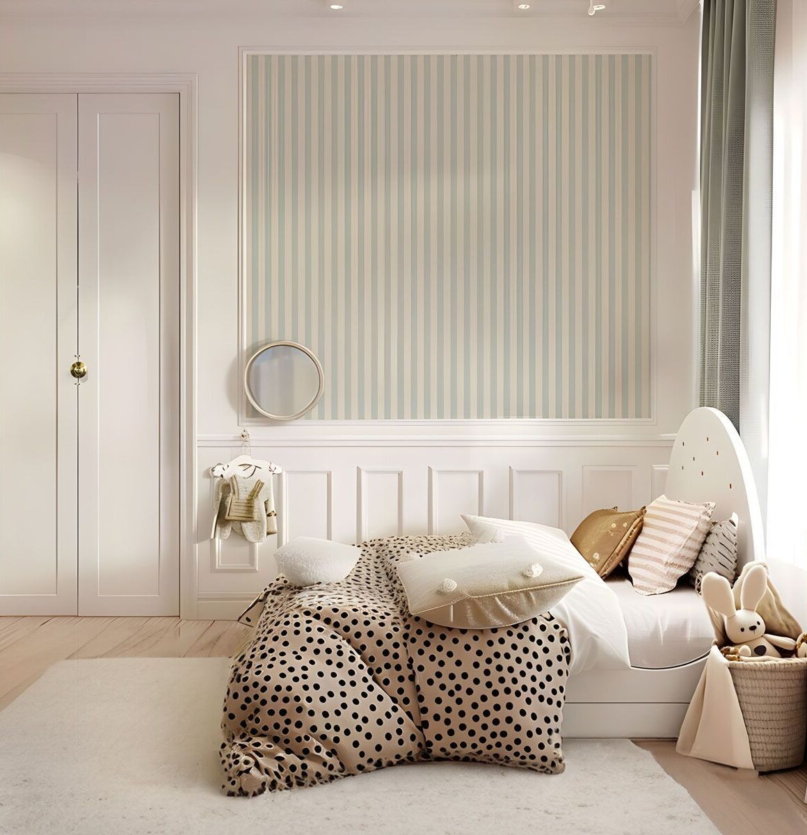 Papier peint rayure vert