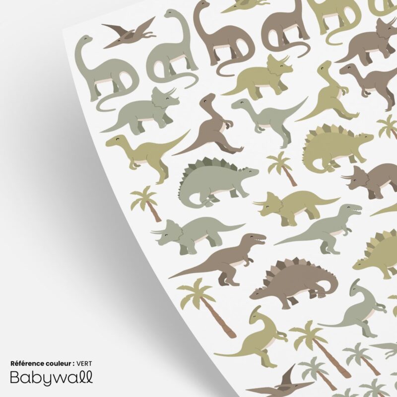 Planche-de-sticker-dinosaures-pour-bébé-Vert