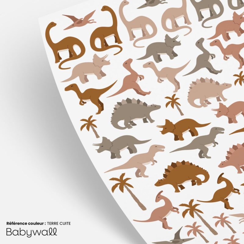 Planche-de-sticker-dinosaures-pour-bébé-terre-cuite