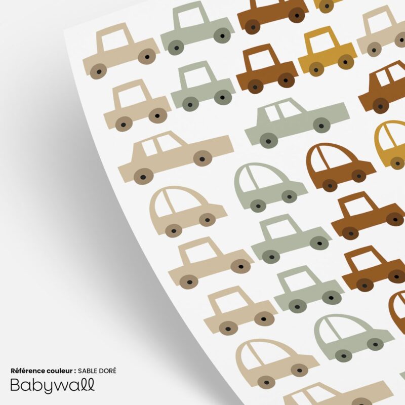 Planche-de-sticker-petite-voiture-sable-doré