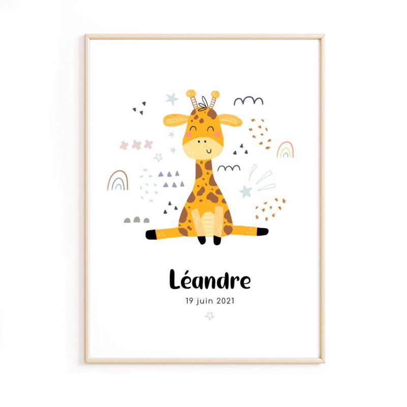 affiche-bébé-girafe-personnalisable