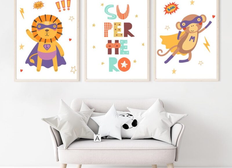 lot-affiche-super-hero-enfant