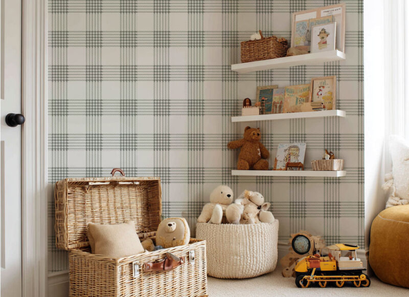 papier-peint-à-carreaux-vert