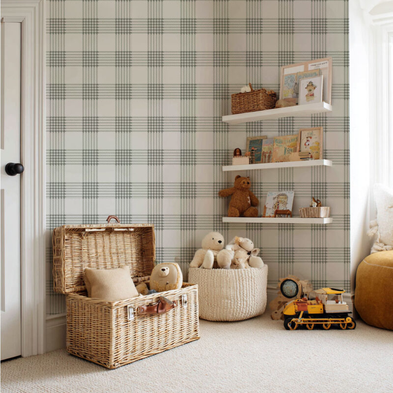papier-peint-à-carreaux-vert