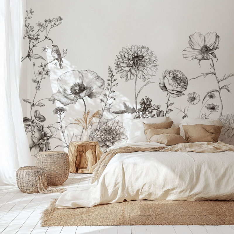 papier-peint-à-fleurs-pour-chambre