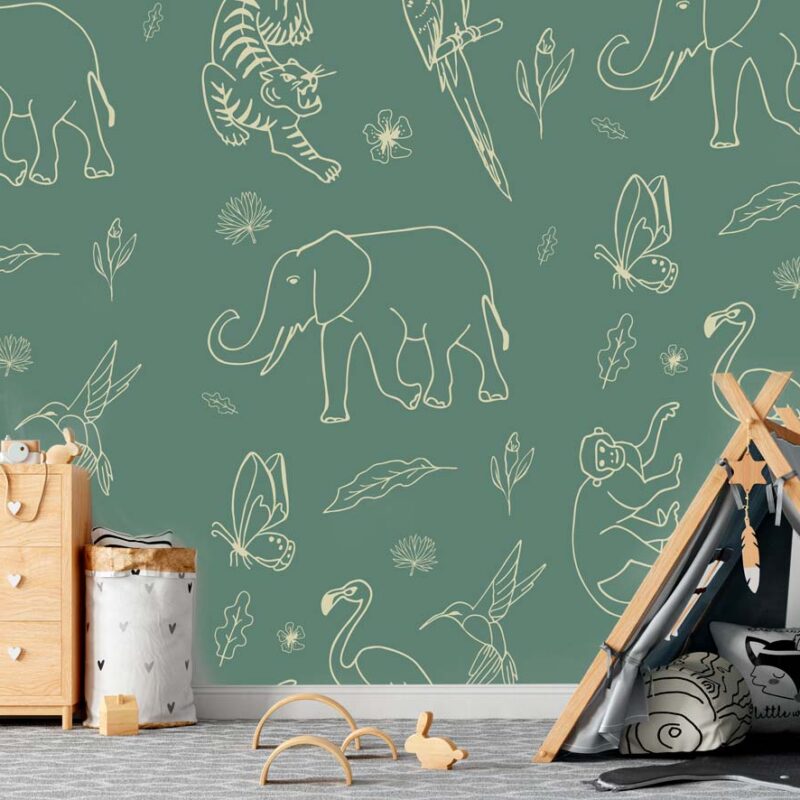 papier-peint-animaux-vert