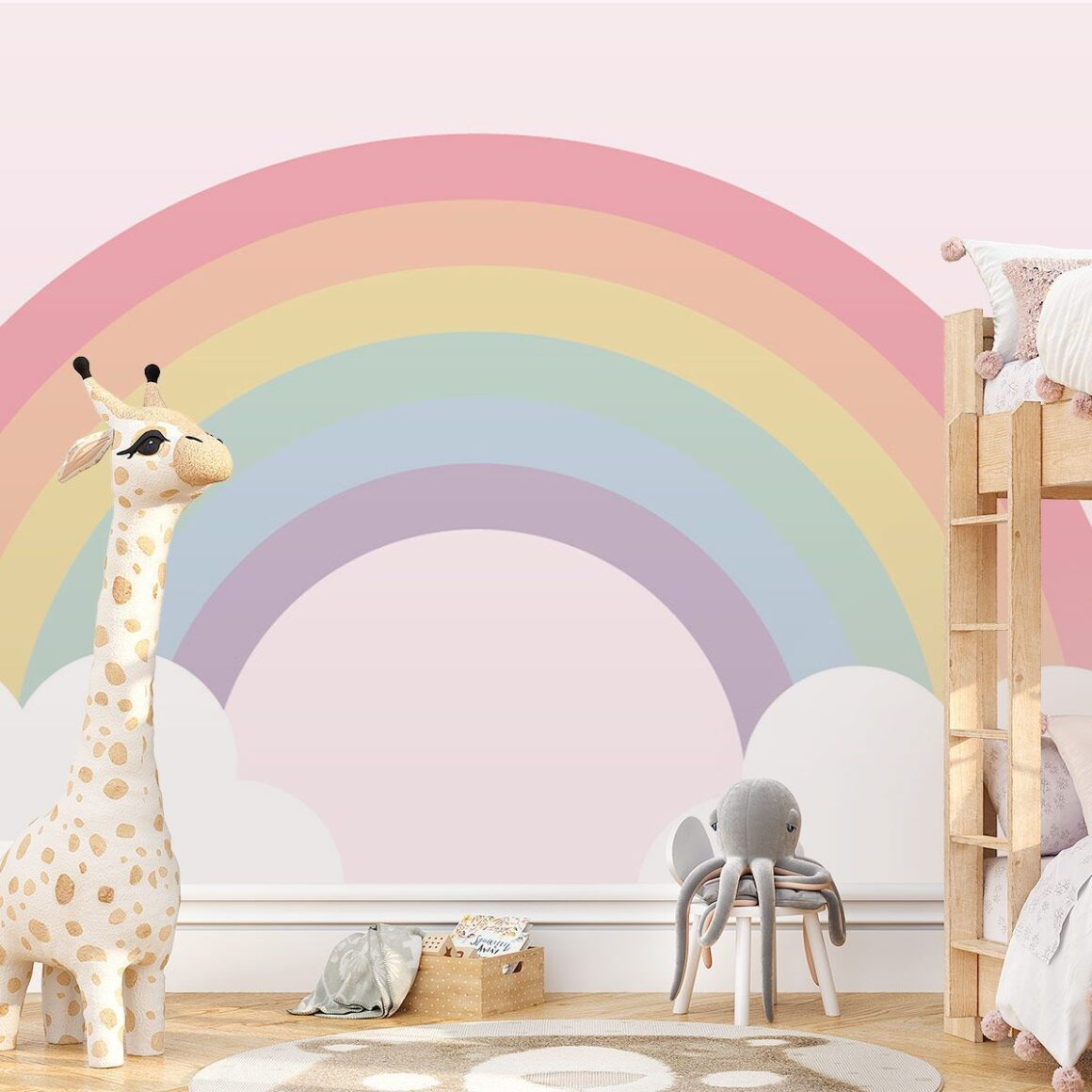 Papier peint Panoramique Arc en Ciel Chambre Fille - Babywall
