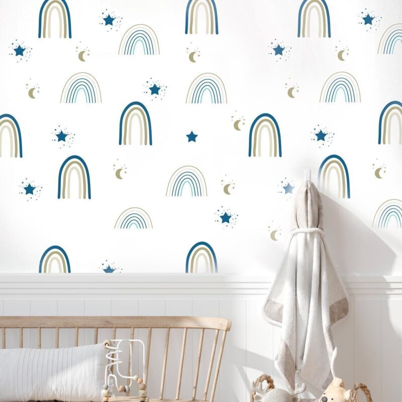 papier-peint-arc-en-ciel-bleu-étoiles
