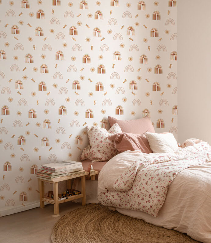 Papier peint soleil et arc en ciel