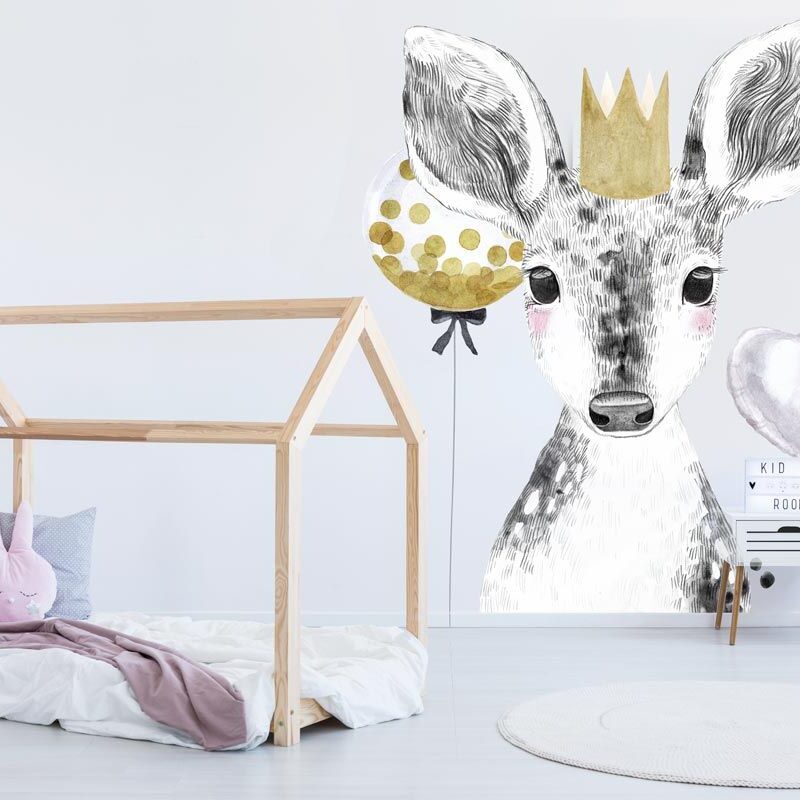 papier-peint-biche-chambre-fille