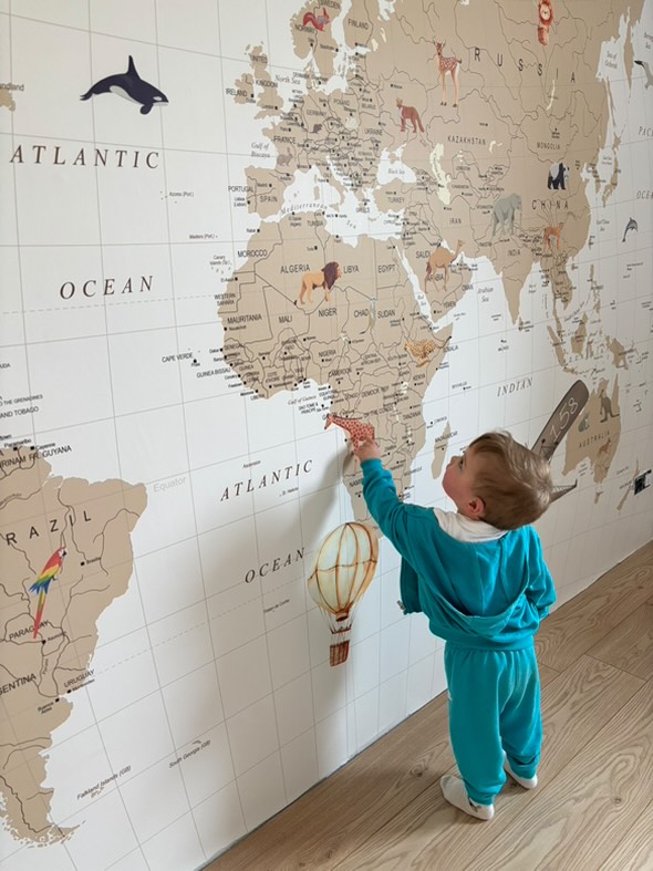 papier peint carte du monde beige