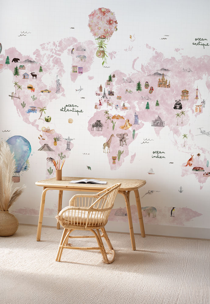 papier-peint-carte-du-monde-rose