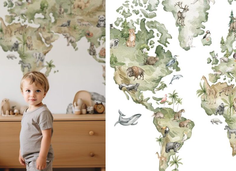 papier peint carte du monde vert