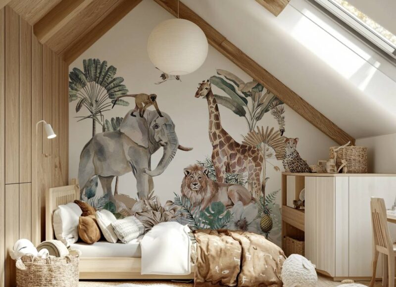 papier-peint-chambre-mansardee